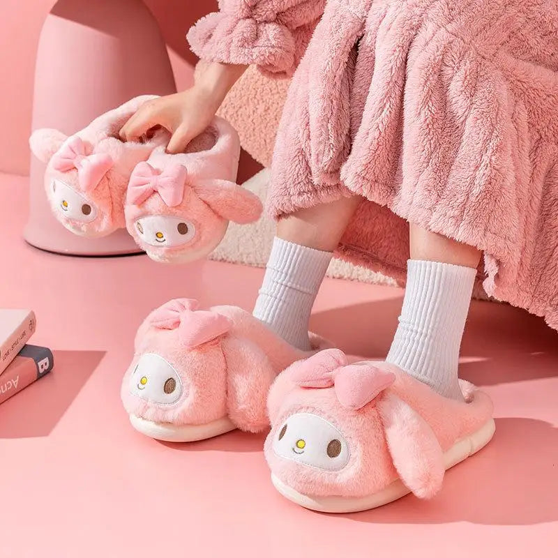 Sanrio My Melody Winter Kawaii Slippers Lovely Cotton Shoes Home Shoes Kuromi Anime Warm Indoor Shoes For Winter Kids Worm Gift