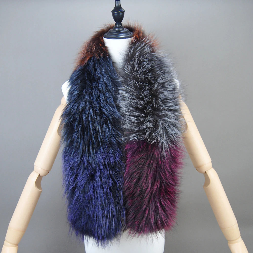 Women Real Fox Fur Scarf Fashion Lady Winter Warm Soft Knitted Real Fox Fur Neckerchief Quality Natural Fox Fur Ring Scarves