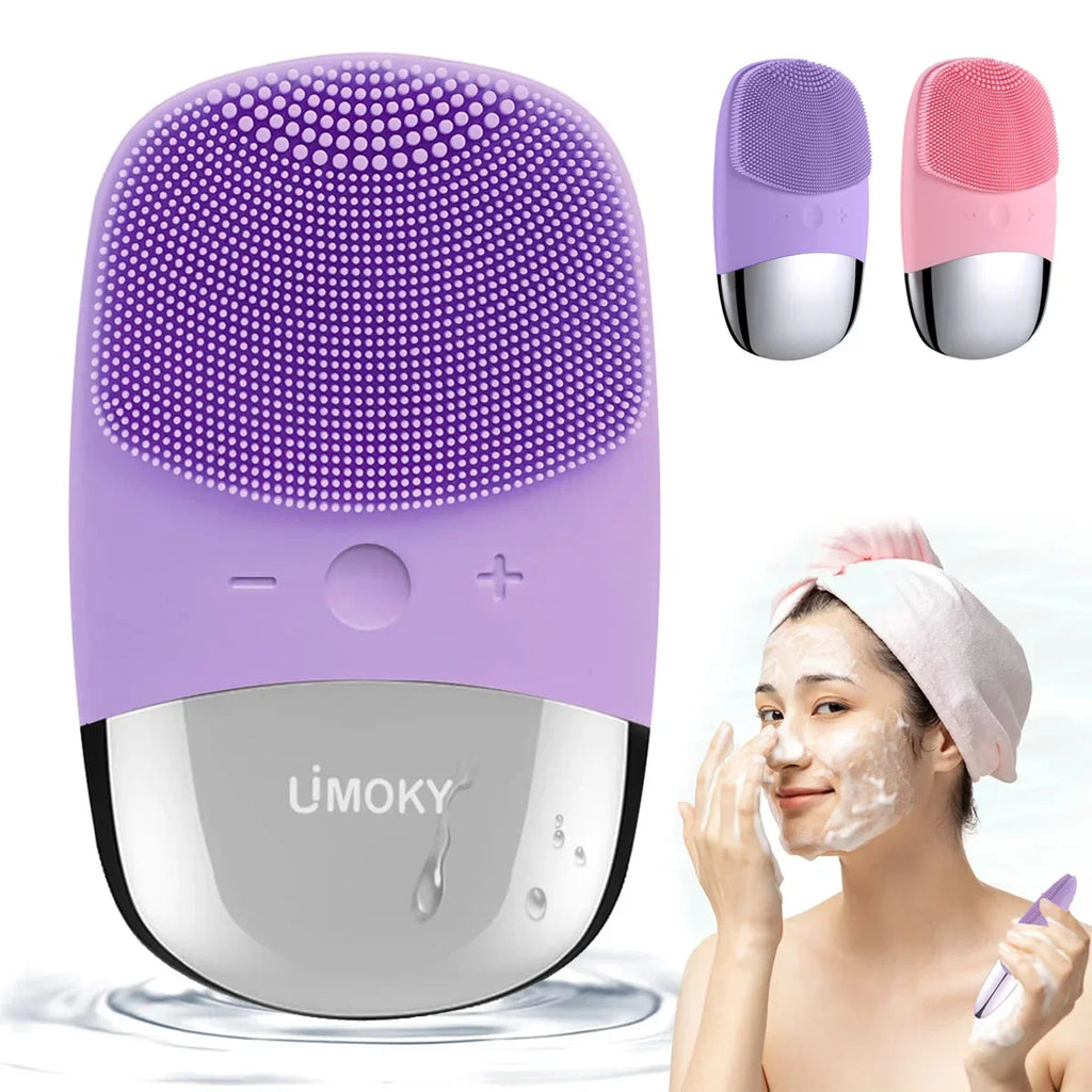 Facial Electric Silicone Cleansing Brush, Ultrasonic Vibration Massage Deep Cleansing Device, USB Rechargeable