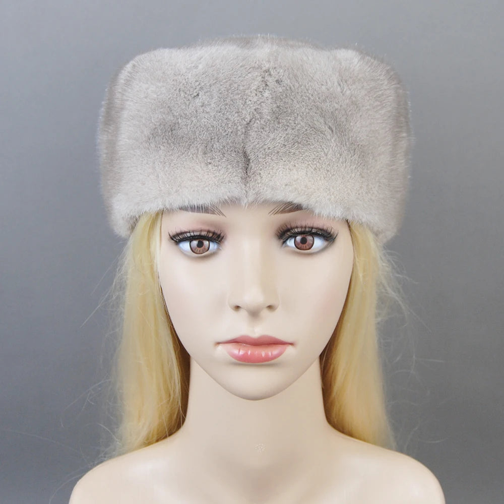 2025 Women Winter Elegant European and American Fashion Women Fashion Real Mink Fur Cap 100% Real Natural Whole Fur Mink Fur Hat