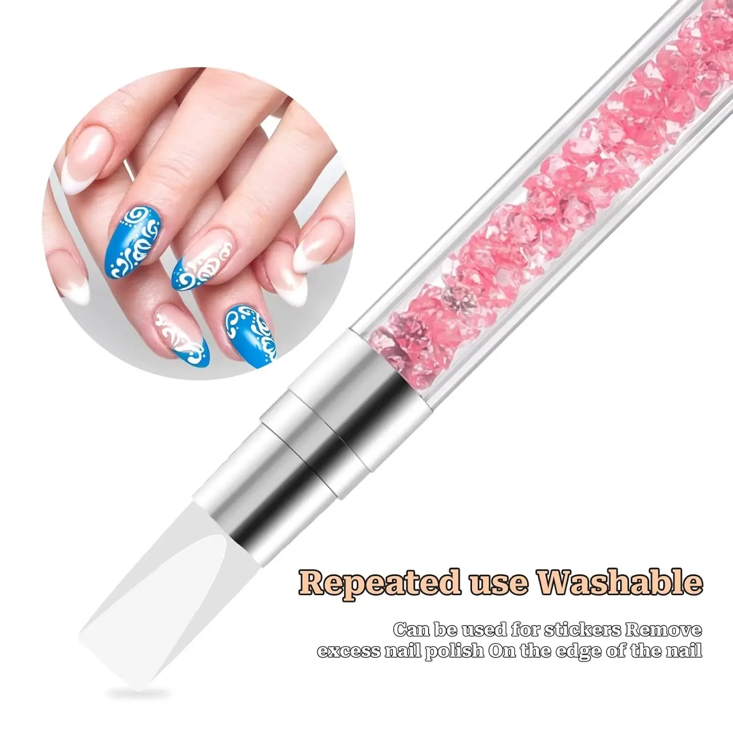 5-Pc Multi-Function Nail Art Pen Set with Dual-Ended Silicone Brushes for Resin, Foil Carving, Drawing, and Shaping.