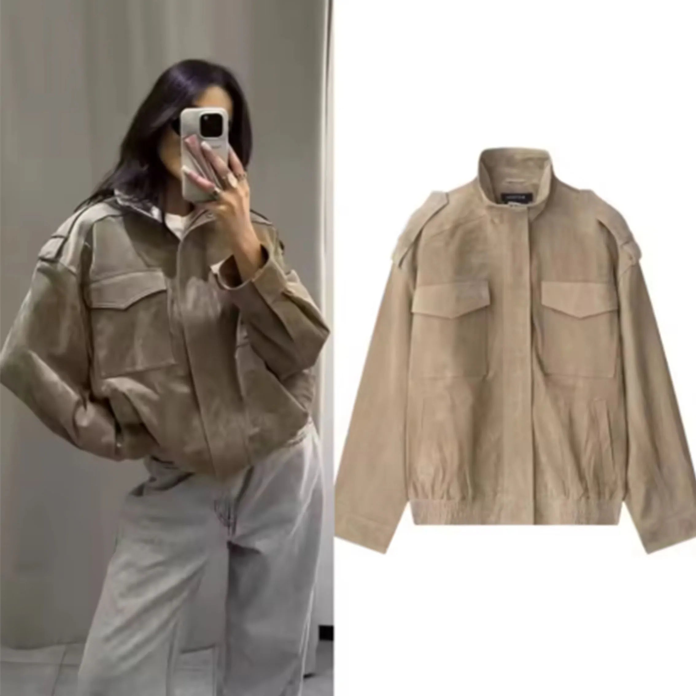 Women Autumn Winter New Fashion Long Sleeves Jackets Turtleneck Pocket Decoration Zipper Female Autumn High Street Solid Coats ﻿