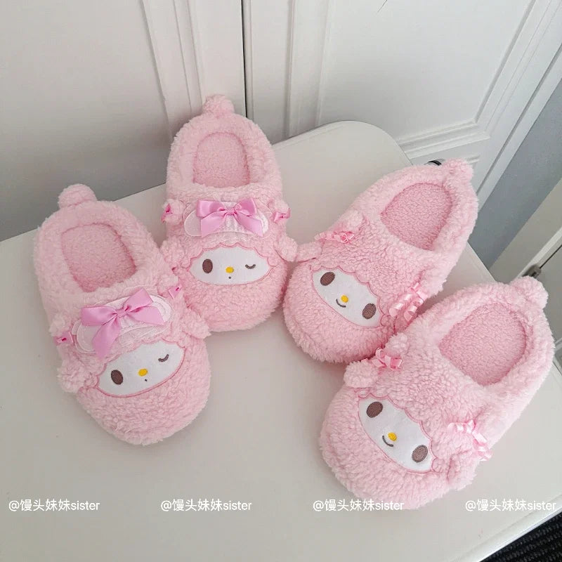 Cute My Sweet Piano Fluffy Home Slippers Adorable Plush Indoor Shoes Cozy Warm Bedroom Slippers for Girls Women Non-slip Flat