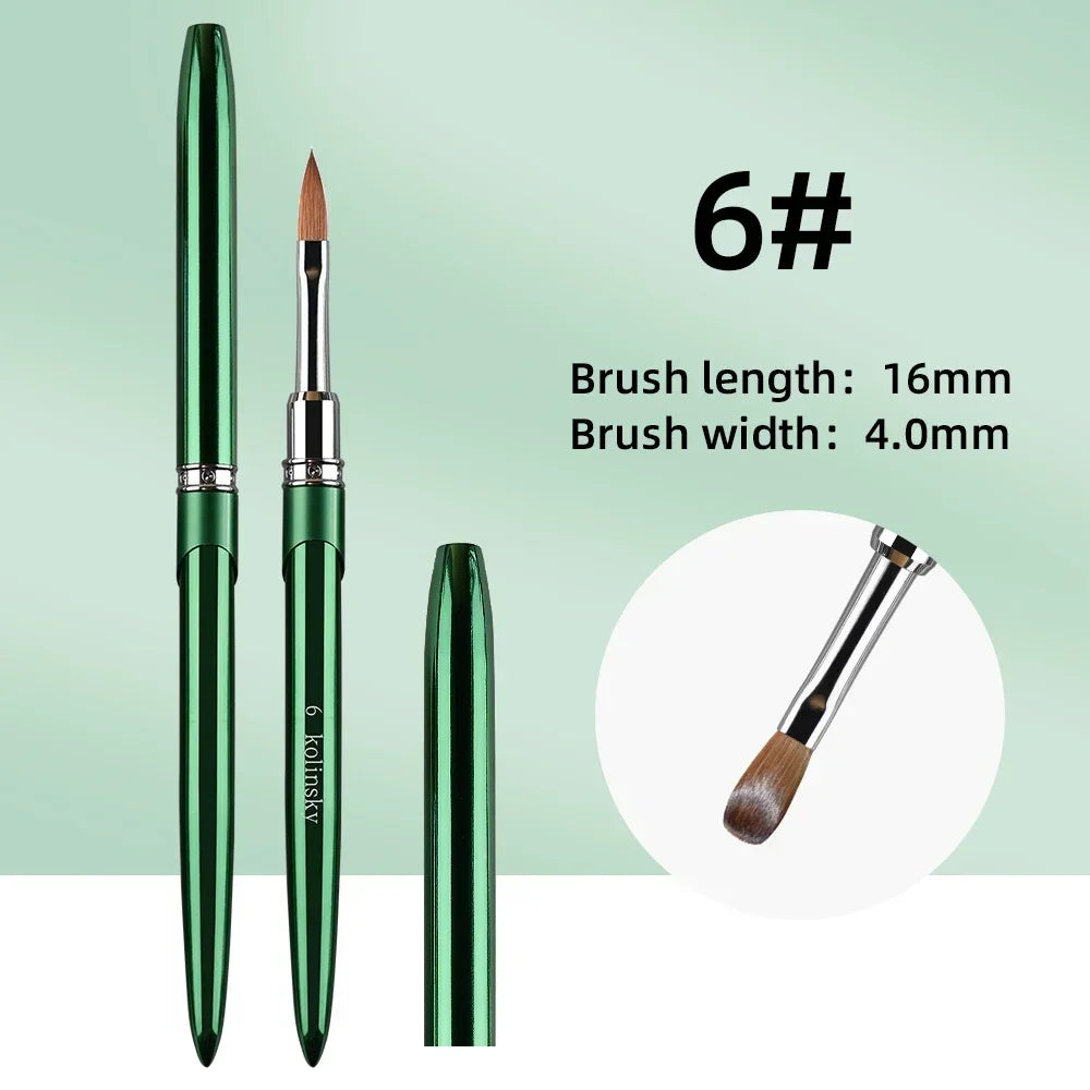 New High Quality Kolinsky Acrylic Nail Brush New Product Metal 100% Pure Kolinsky Brush for Acrylic Nails Sizes 2-18 Nail Tool
