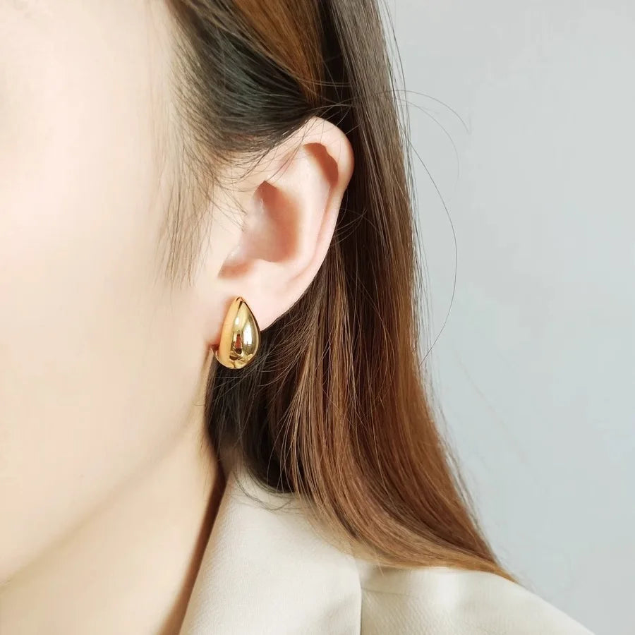 925 Sterling Silver Vintage Gold OVal Earrings For Women Trendy Earring Jewelry Prevent Allergy Party Accessories Gift