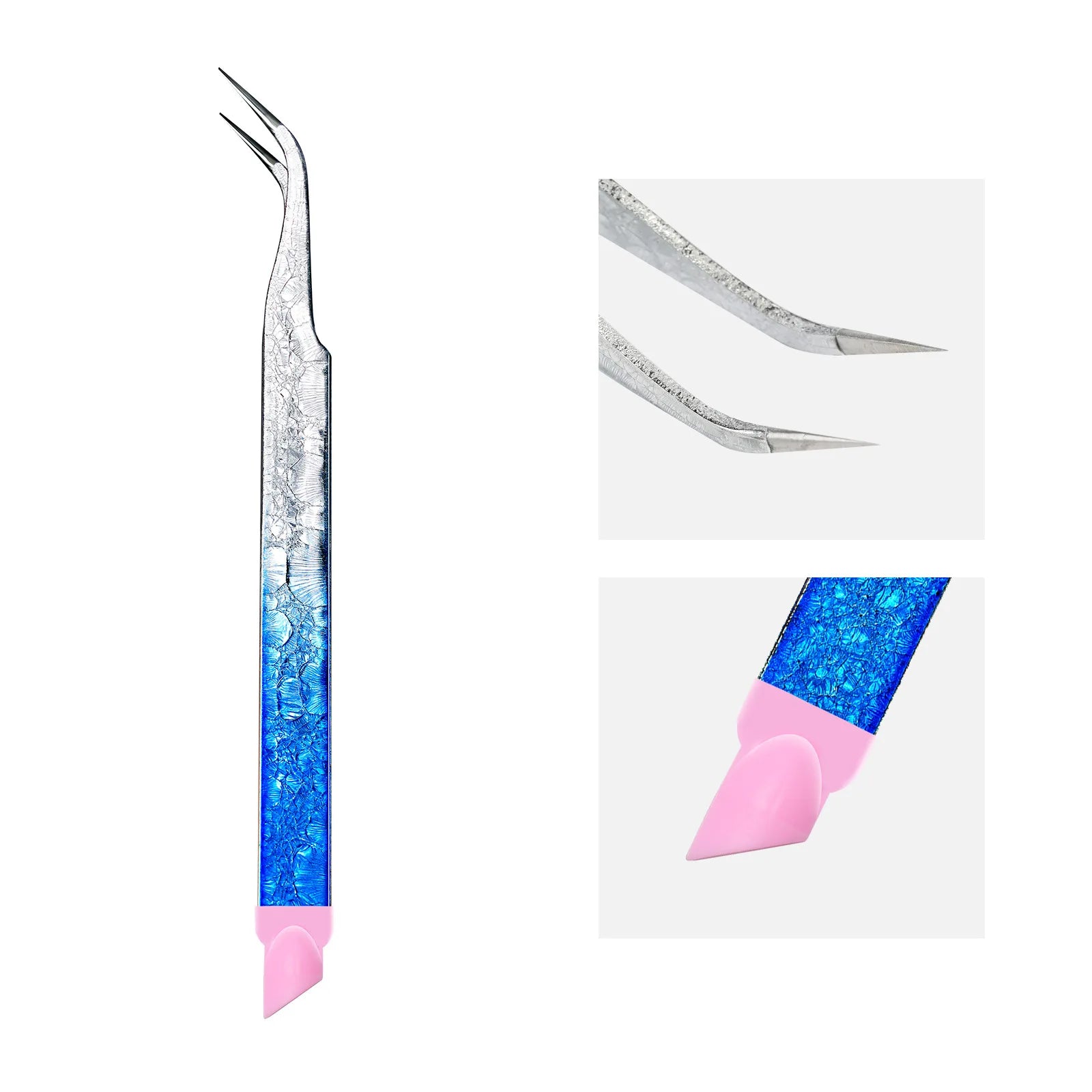 Multi-Purpose Eyelash Extension Tweezers – For False Eyelashes, Nail Stickers & Rhinestones, with Silicone Cushion Tip