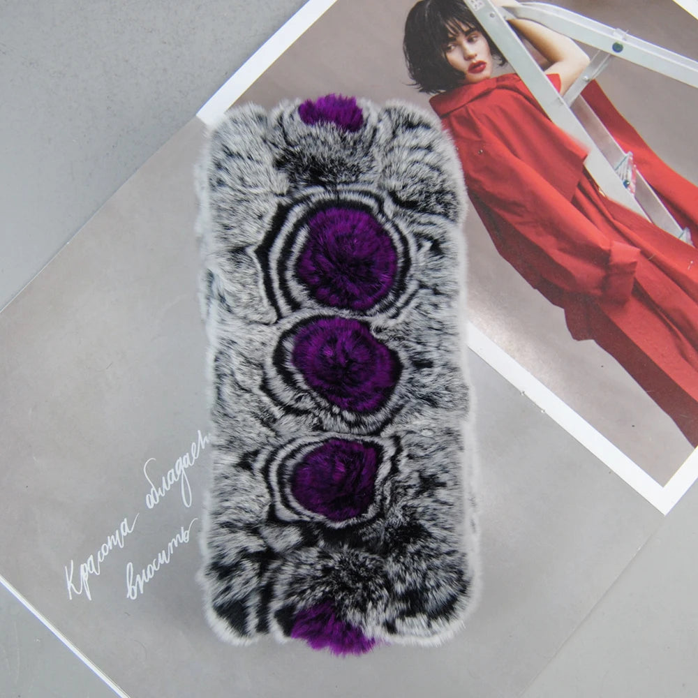 Autumn Winter Lady Real Rex Rabbir Fur Scarf Elastic Real Rex Rabbit Fur Headbands Flowers Natural Rex Rabbit Fur Ring Scarves