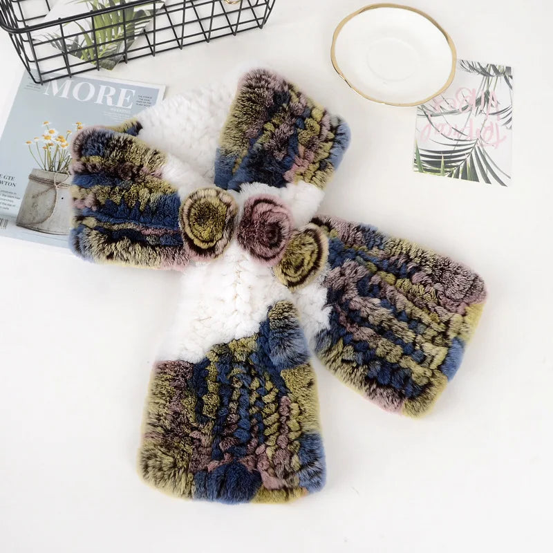 2025 Fashion Lady Genuine Rex Rabbit Fur Scarves Winter Women Real Rex Rabbit Fur Scarf Natural Warm Soft Rex Rabbit Fur Muffler