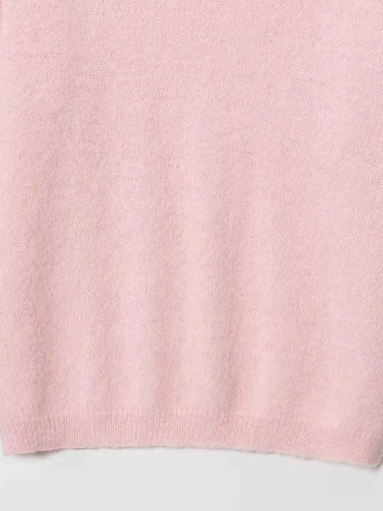 Women's Fashionable Lazy Pink One Shoulder Sweater 2025 Autumn New Design Sense Knitted Sweater Loose Top Female Clothing