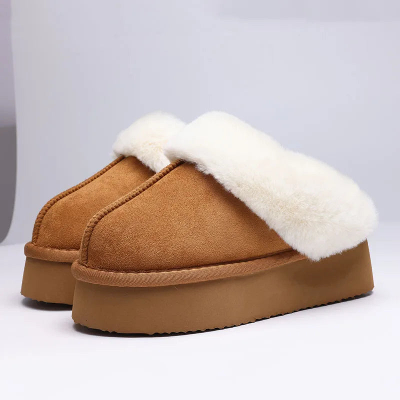 Smile Winter Ladies Slippers Fluffy Lined Warm Slippers Women Non Slip Cosy House Shoes for Indoor and Outdoor Suede Slippers