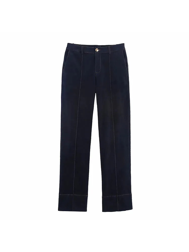 Women's 2025 Vintage Denim Set Single Breasted Lapel Shirt With High Waist Wide Leg Jeans Fall High Street Casual Outfit