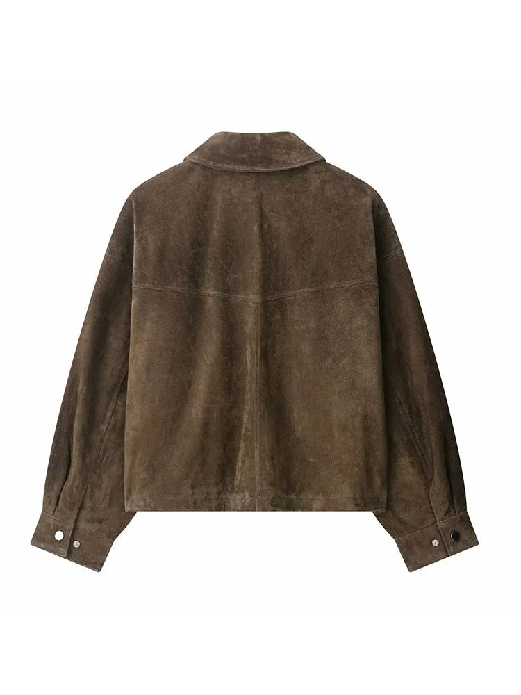 Women's Autumn Fashion Coats Solid Turn-Down Collar Zipper Long Sleeve Pockets Single-Breasted Female Casual Chic Jackets