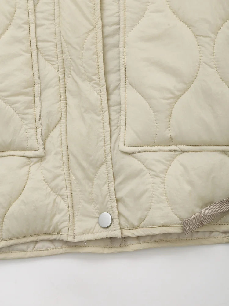 DiYiG WOMAN 2025 Autumn New Fashion Loose Cotton Jacket Short Coat Chic Long Sleeve Thin Cotton Clothes Outerwear Muje