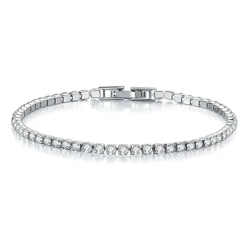 Hip hop trendy new exquisite 925 sterling silver tennis bracelet, gold men's and women's bracelets, crystal jewelry gifts