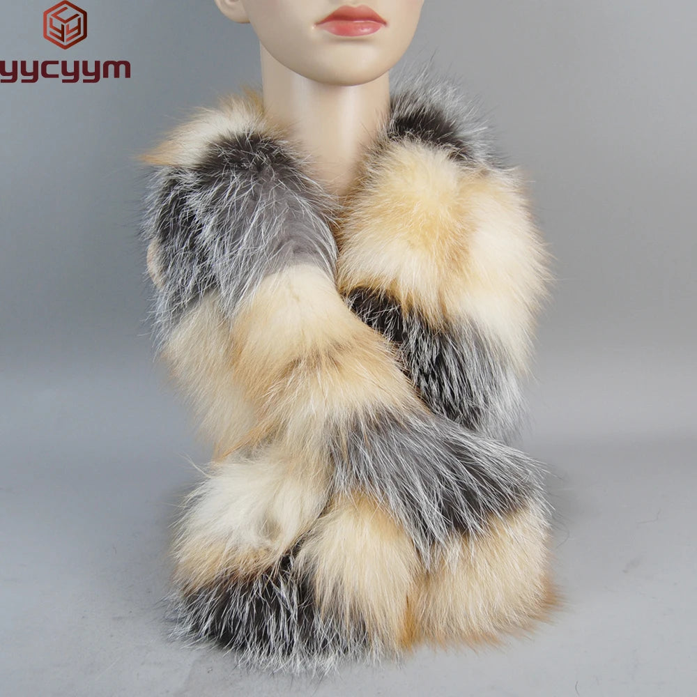 2025 Brand Hot Sale Men Women Genuine Fox Fur Scarf 100% Real Natural Fox Fur Collar Scarves Wraps Good Quality Fur Ring Muffler