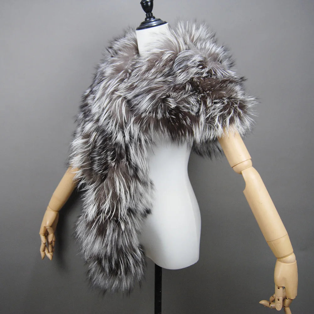 Fashion Real Fox Fur Scarf Collar Fur Ring Muffler Women Fur Stole Neck Warmer Scarf Shawl Cape Men For Lover Christmas Gift