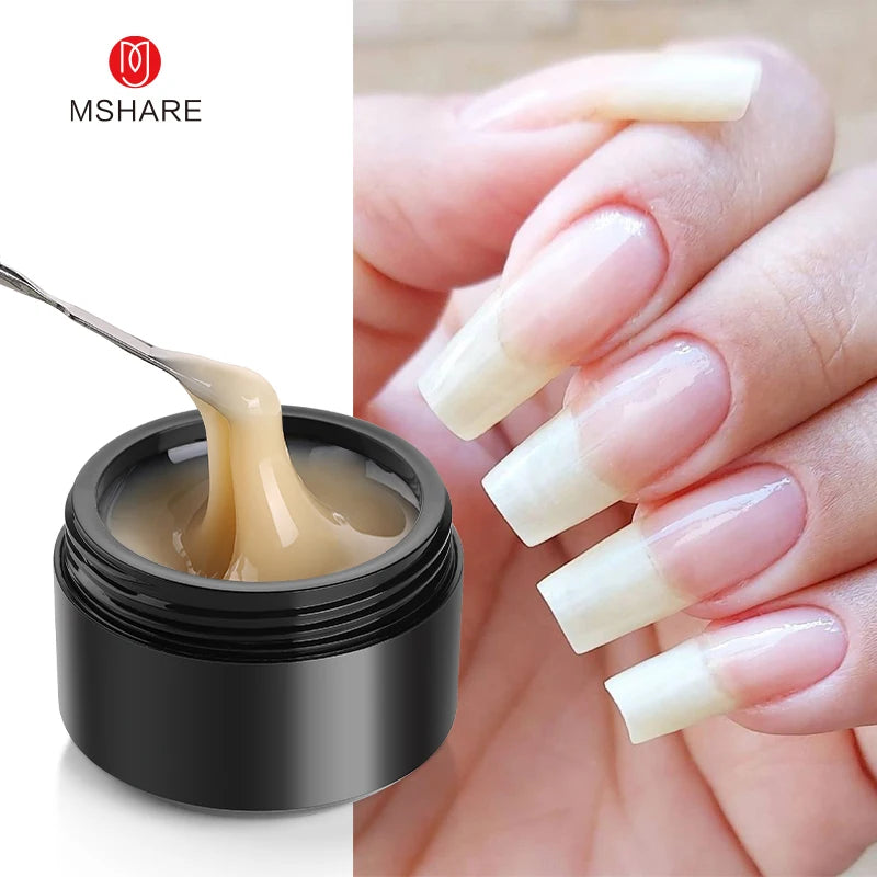 MSHARE 50ml Natural Nails Gel Builder Nalil Self Leveling Gel for Nail Extension Pink Shade UV Led Gel Hema Tpo Free Gel