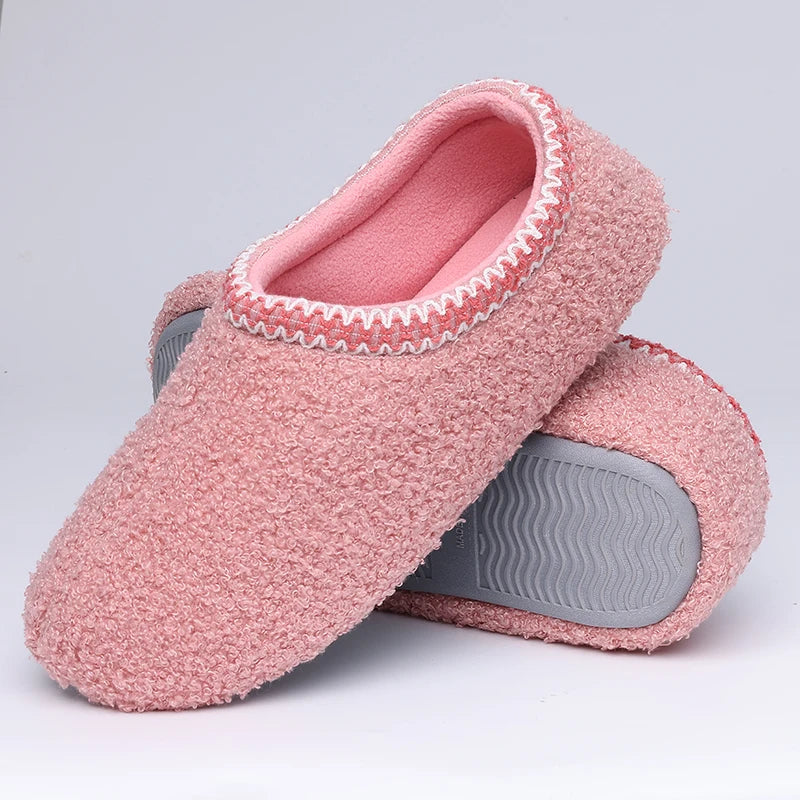 Goosecret Women House Memory Foam Slippers Winter Indoor Flat Cotton Shoes Teddy Fleece Bedroom Sock Shoes with Soft Rubber Sole