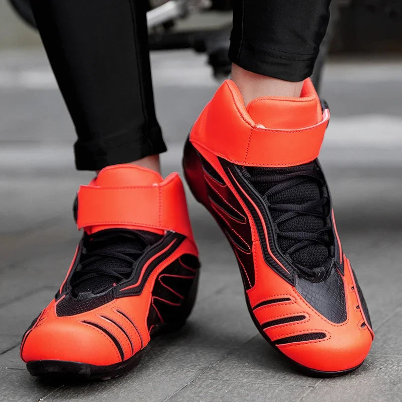 Moto Racing Boot Tênis Men Woman Motorcycle Boots Microfiber Leather Motorbike Riding Anticollision Ankle Protective Shoes