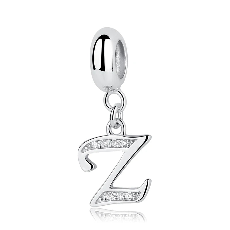 925 Sterling Silver Charms Original Letter Alphabet A-Z Pendant Beads Fit Brand Bracelets Necklaces Diy Jewelry For Women