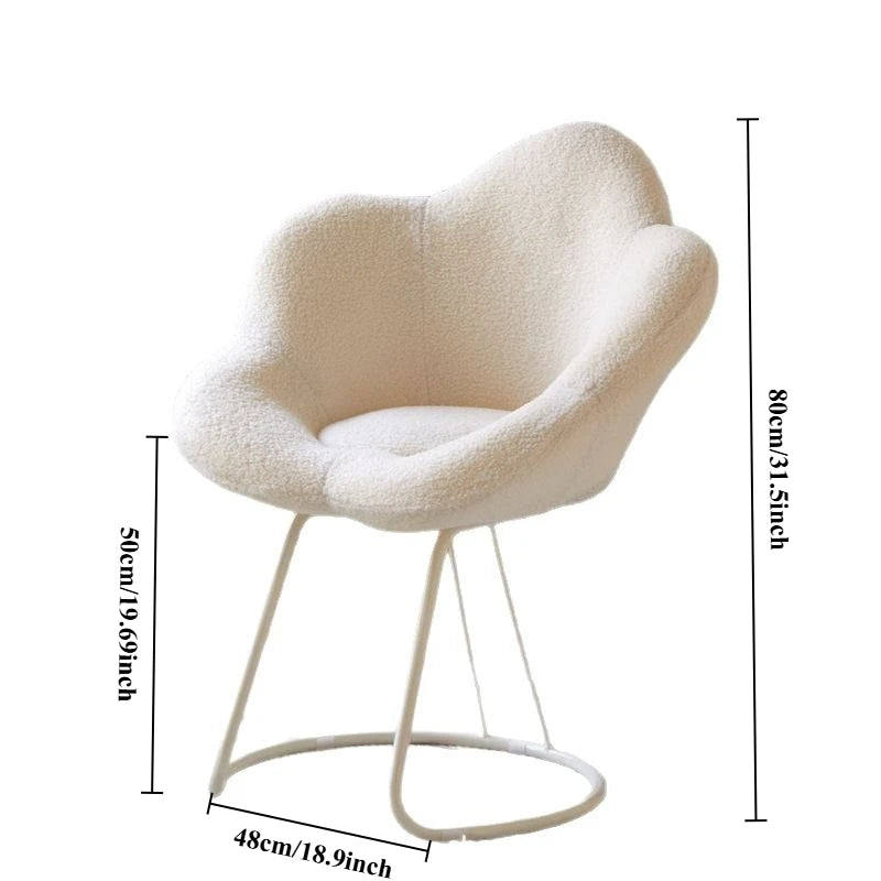 Durable Carbon Steel Upholstered Stool INS Style Leisure Petal Chair Romantic Cream Makeup Stool Rotating Nail Art Beauty Chair
