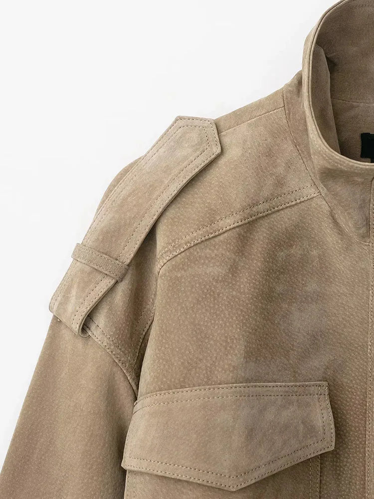 Women Autumn Winter New Fashion Long Sleeves Jackets Turtleneck Pocket Decoration Zipper Female Autumn High Street Solid Coats ﻿