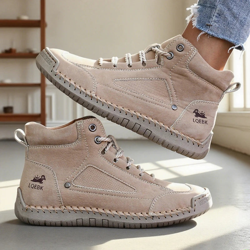 Shoes for Women Large Size Leather Boots Fashion Women's Ankle Boots Handmade Stitching New Flat Casual Shoes New Sneakers Women