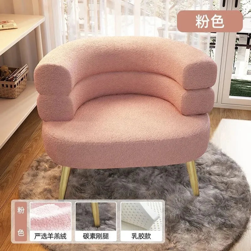Living Room Lamb Velvet Lazy Sofa Chair Bedroom Makeup Chair Home Single Sofa Chair Lounge Chair