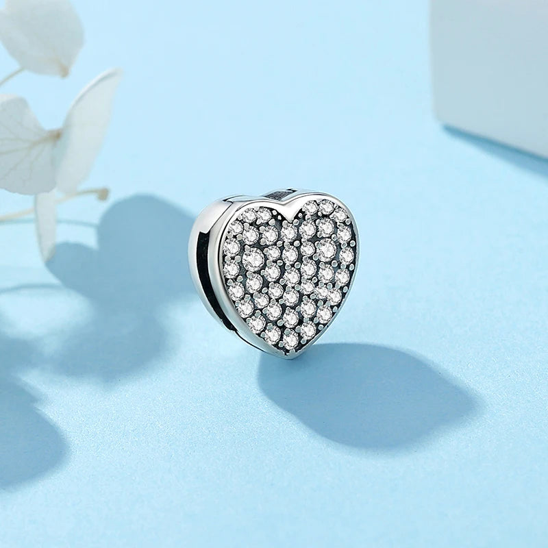 925 Sterling Silver Charms Beads Original Reflections Clip Heart Clover Crown Charm Fit Brand Bracelets Jewelry For Women