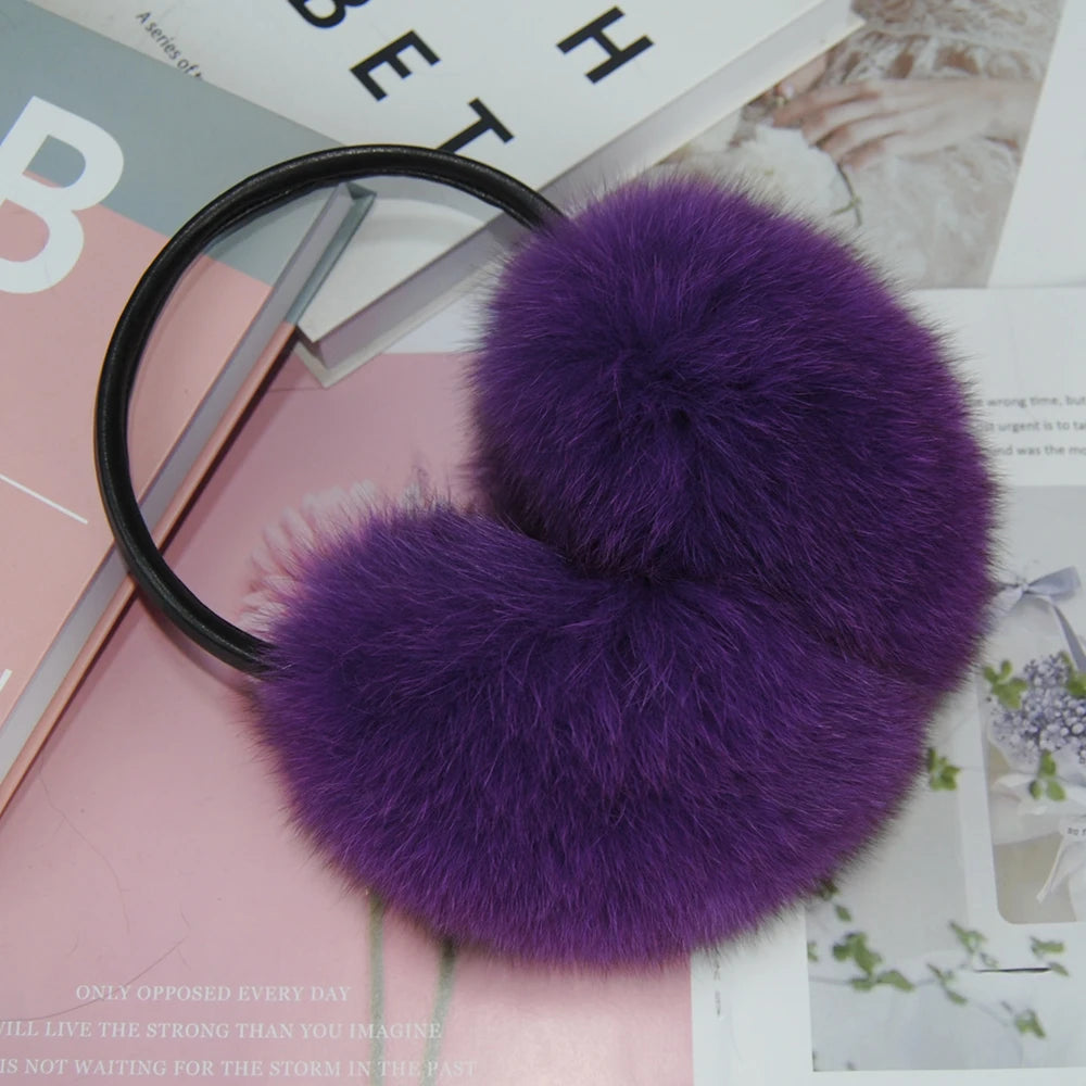 New Style Luxury Ladies Fox Fur Earmuffs Winter Women Warm Real Fox Fur Earmuffs Girl's Earlap Ultra Large Ladies Plush Earmuff