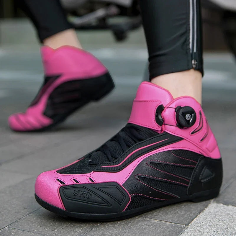 Moto Racing Boot Tênis Men Woman Motorcycle Boots Microfiber Leather Motorbike Riding Anticollision Ankle Protective Shoes