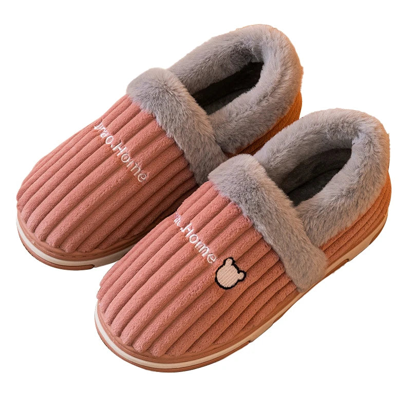 Eyriphy Winter Warm Plush Slippers Women Comfort Warm Cotton Shoes Soft Sole Indoor Outdoor Bedroom Slides Female Lovely Slipper