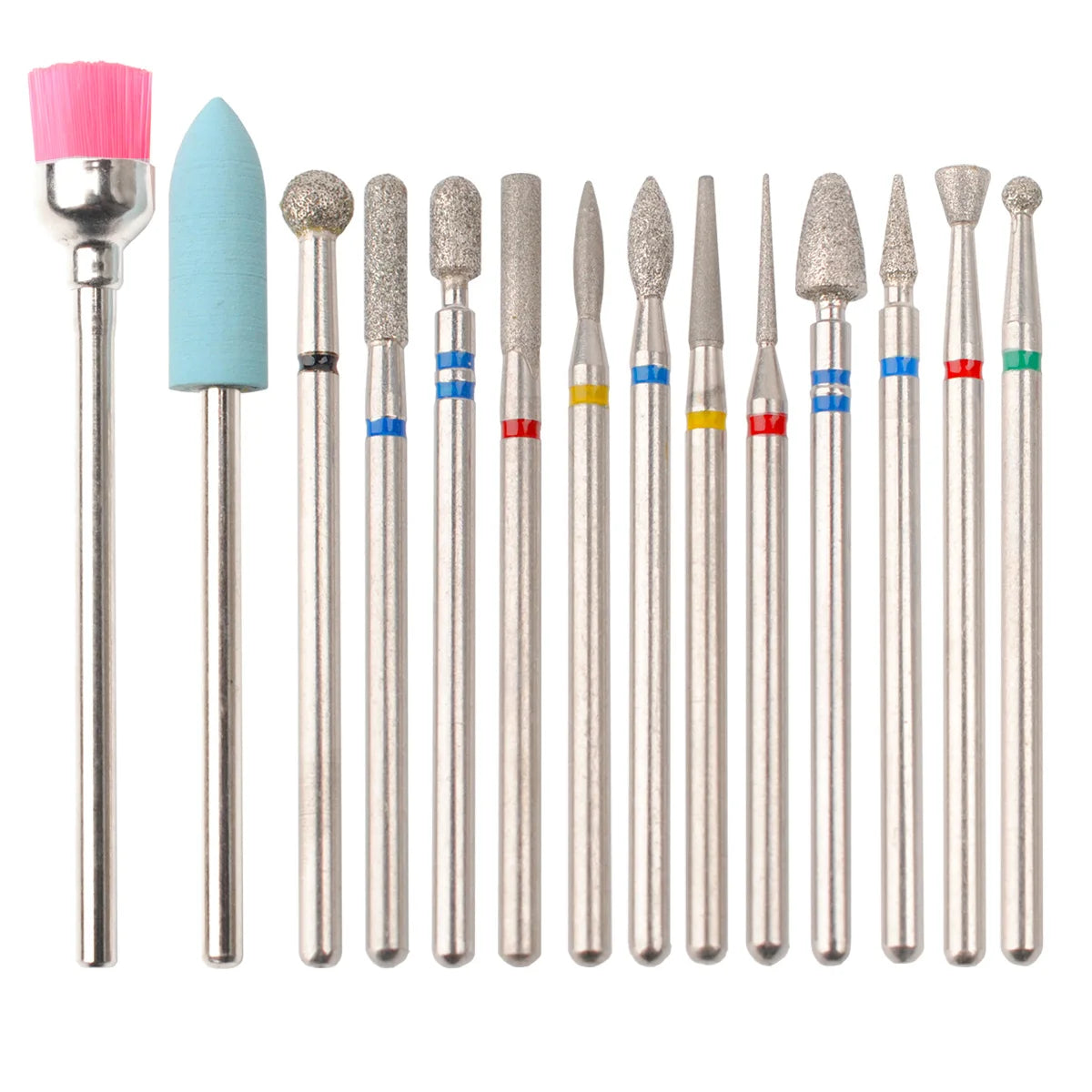 14pcs/set Nail Drill Machine Bit Nail Gel Removal Polishing Tools Pedicure Manicure Rotary Grinding  Buffer Polisher