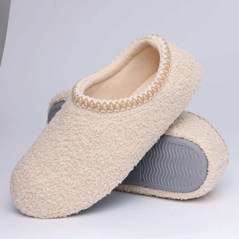 Goosecret Women House Memory Foam Slippers Winter Indoor Flat Cotton Shoes Teddy Fleece Bedroom Sock Shoes with Soft Rubber Sole