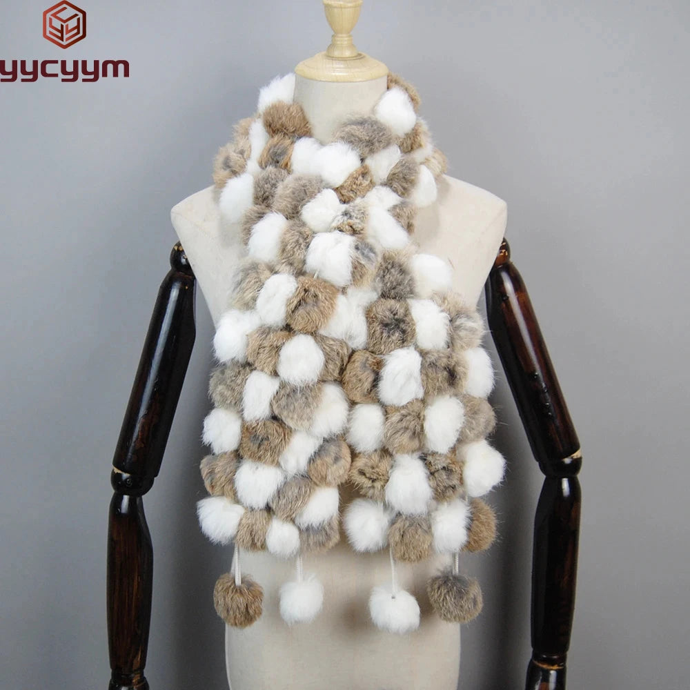 Women Winter Warm Real Rabbit Fur Scarf Hot Sale Natural Rabbit Fur Muffler 2025 Lady 100% Genuine Fur Scarves Wholesale Retail