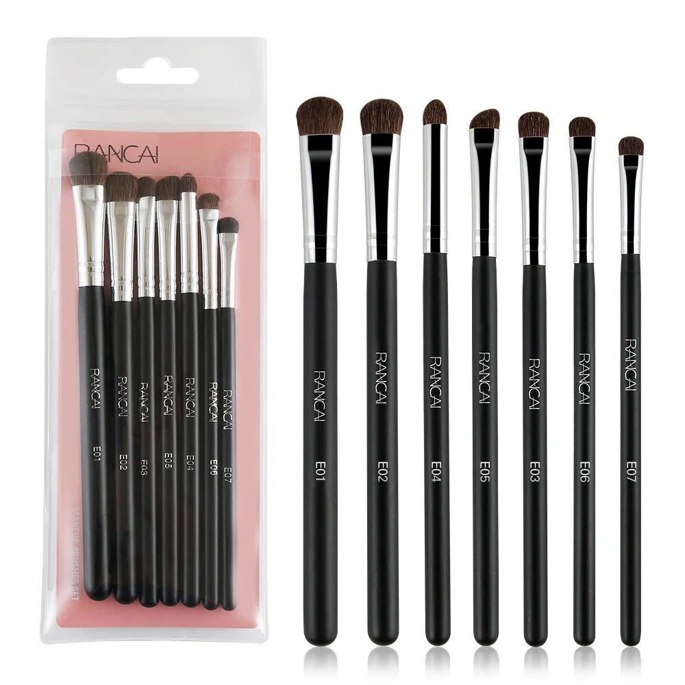 7-Piece Professional Eyeshadow Brush Set | Pure Pony Hair for Flawless Smokey Eye Application，Professional Makeup Tools