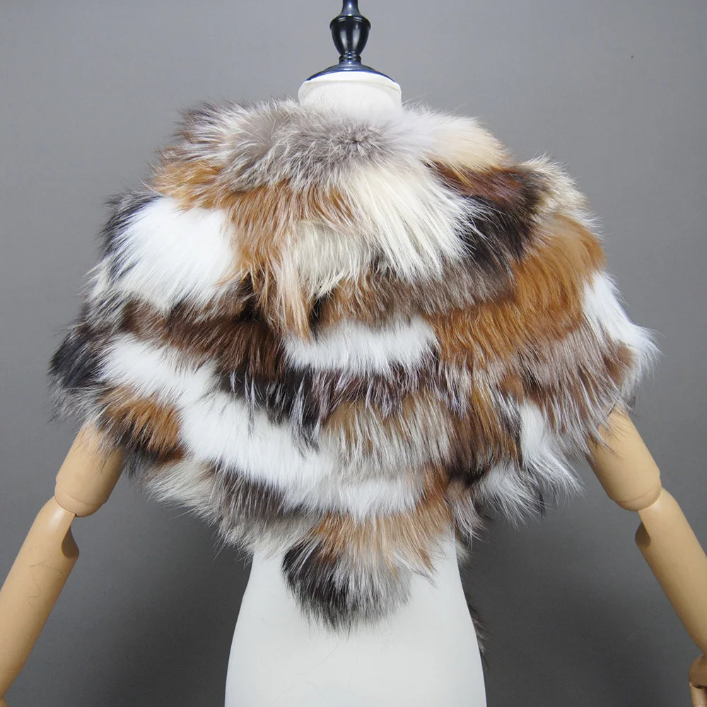 Fashion Real Fox Fur Scarf Collar Fur Ring Muffler Women Fur Stole Neck Warmer Scarf Shawl Cape Men For Lover Christmas Gift