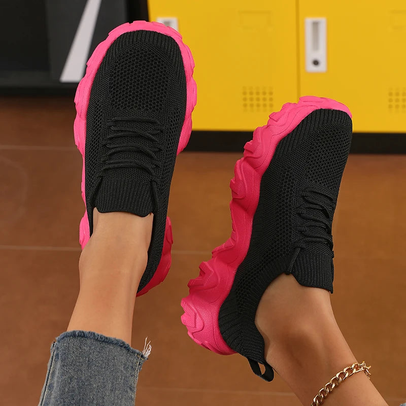 Women's Sports Shoes Comfortable Lightweight Sneakers Breathable Mesh Platform Shoes Fashion Women's Outdoor Casual Shoes