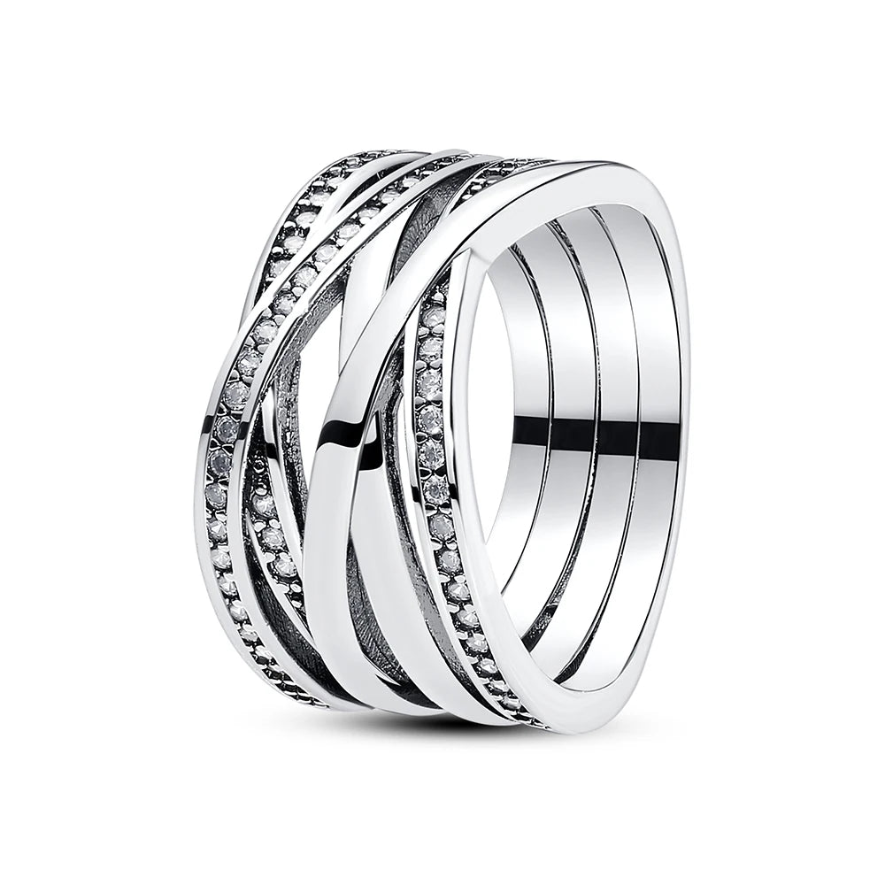 925 Sterling Silver Rings For Women Original Love Heart Wishbone Star Moon Engagement Rose Gold Wedding Ring Crystals Jewelry