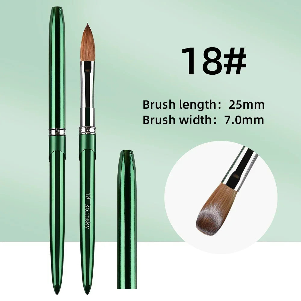 New High Quality Kolinsky Acrylic Nail Brush New Product Metal 100% Pure Kolinsky Brush for Acrylic Nails Sizes 2-18 Nail Tool