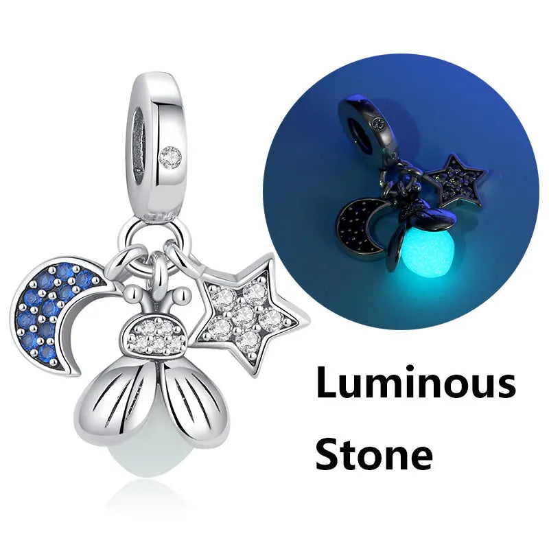 Original 925 Sterling Silver Charms Butterfly Firefly Lucky Clover Beads Fit Brand Bracelets Necklaces Diy Jewelry For Women