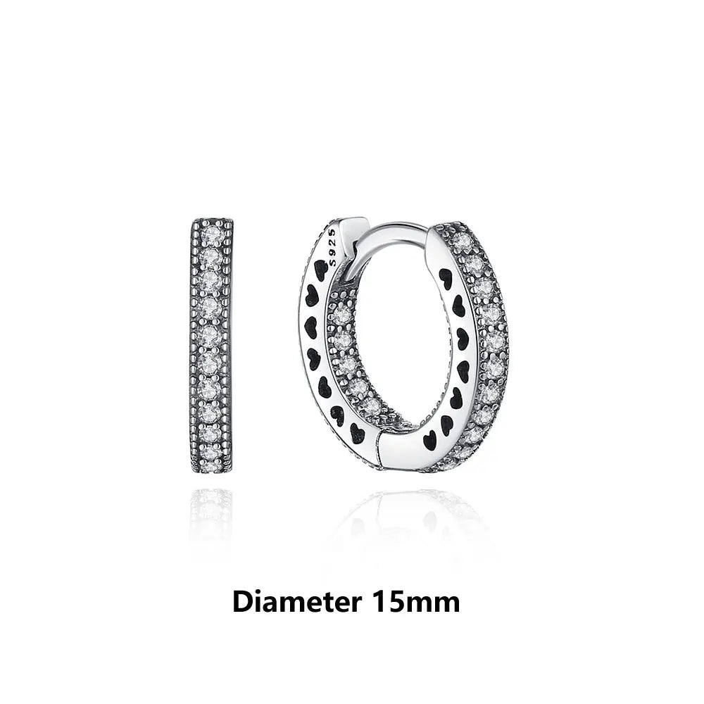 Original 925 Sterling Silver Earrings 2025 Stud Hoop Crystal Earings For Women Rose Gold Crown Heart Infinity Bee Earing Jewelry