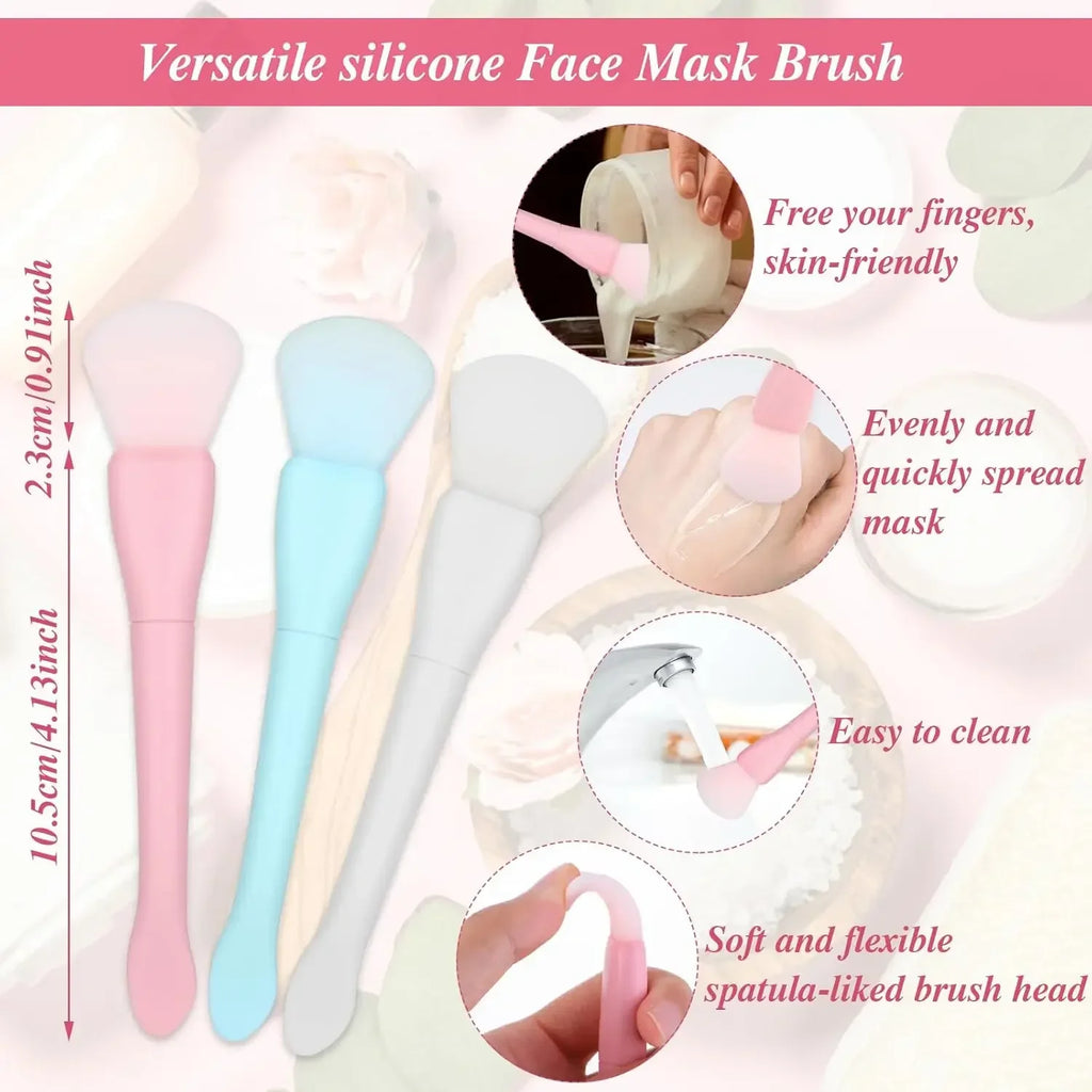 Silicone Face Mask Brush, Portable Soft Dual-Ended Moisturizing Mask Brush for Applying Cream & Lotion - Beauty Tool