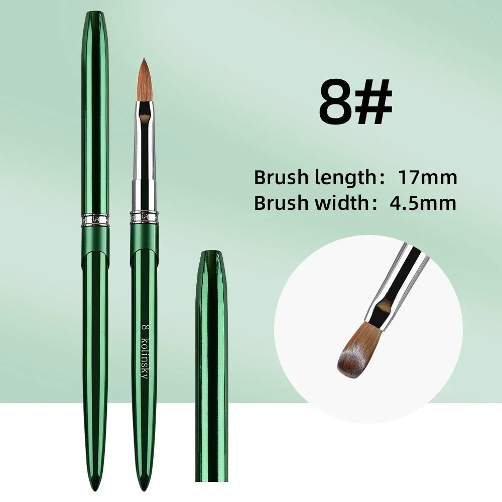 New High Quality Kolinsky Acrylic Nail Brush New Product Metal 100% Pure Kolinsky Brush for Acrylic Nails Sizes 2-18 Nail Tool