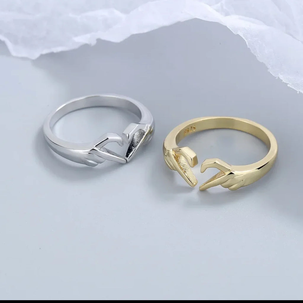 925 Sterling Silver Rings For Women Men Fine Jewelry Finger Adjustable Open Hug Heart Ring For Party Birthday Gift