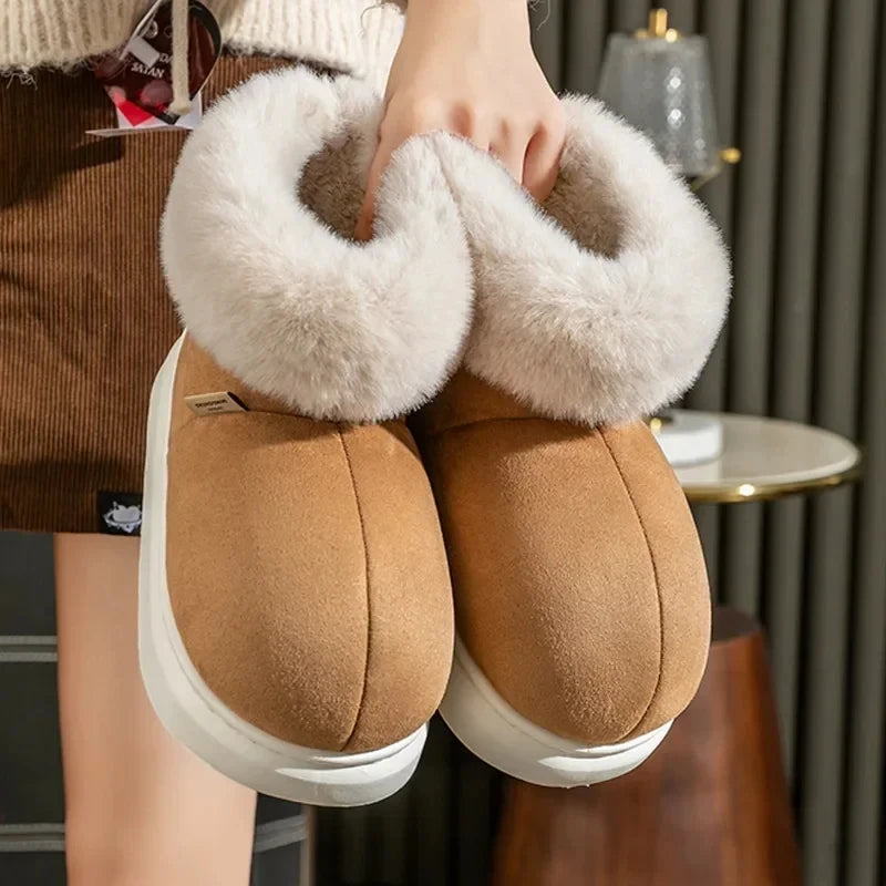 Eyriphy Warm Women Boots Fluffy Fuzzy Women Shoes Memory Foam House Shoes Winter Outdoor Snow Boots Plush Thick Sole Women Boots