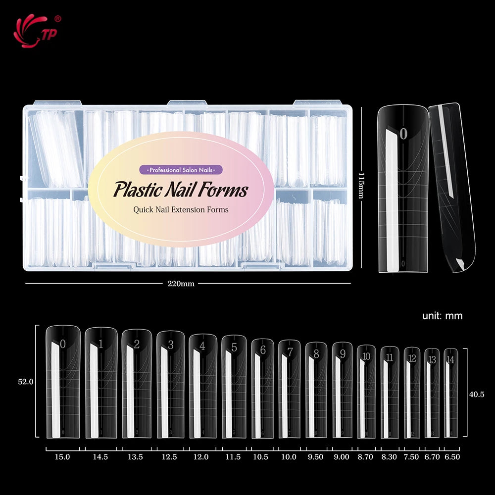 TP 75pcs/150pcs Stiletto Dual Form Nail Acrylic Quick Building Gel Mold Full Cover Extension Upper Mold False Nail Tips Top Form