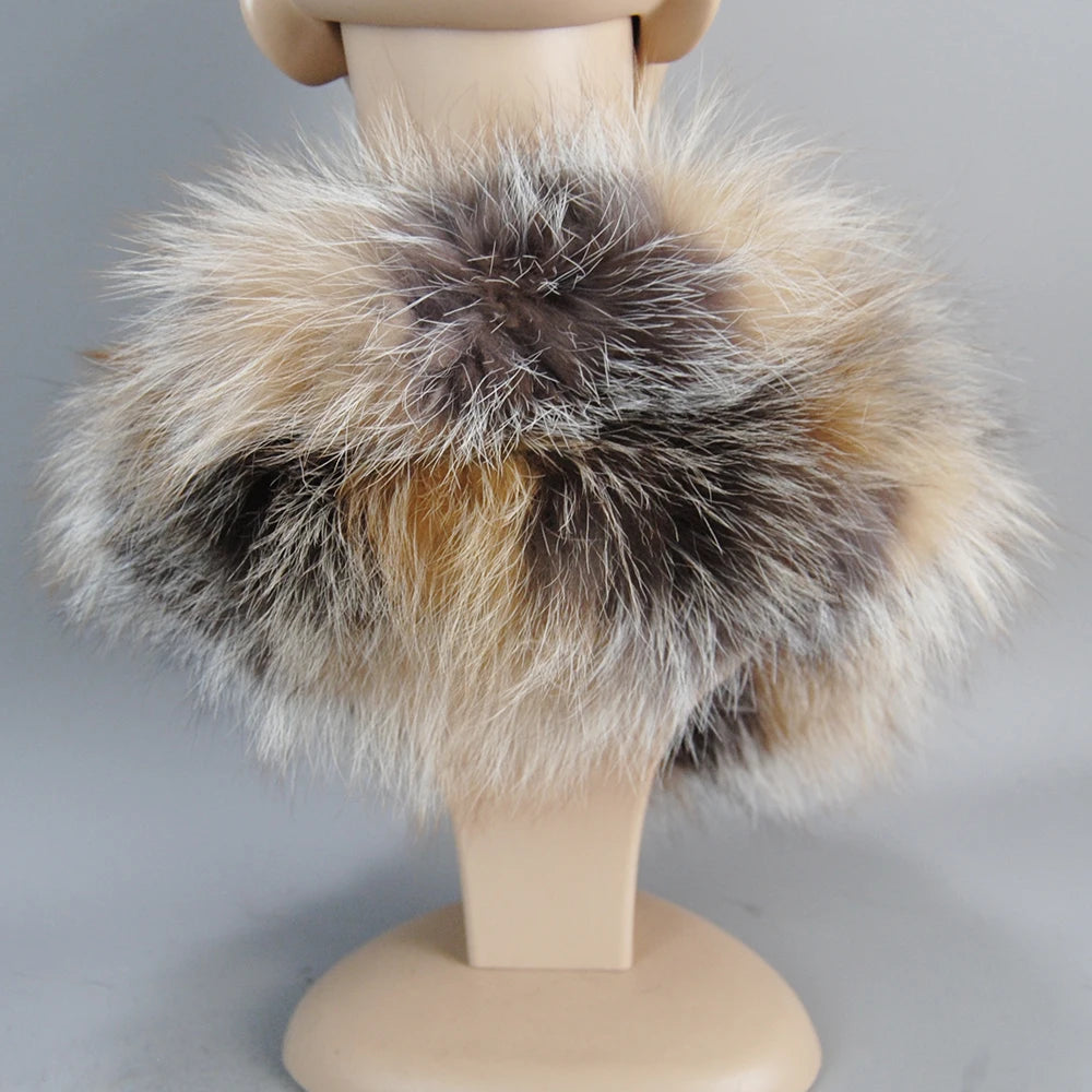 2025 New Style Luxury Women Winter Real Fur Scarves Warm Real Fox Fur Mufflers 100% Natural Fox Fur Collar Scarf Ring