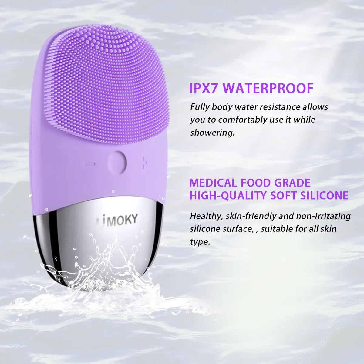 Facial Electric Silicone Cleansing Brush, Ultrasonic Vibration Massage Deep Cleansing Device, USB Rechargeable