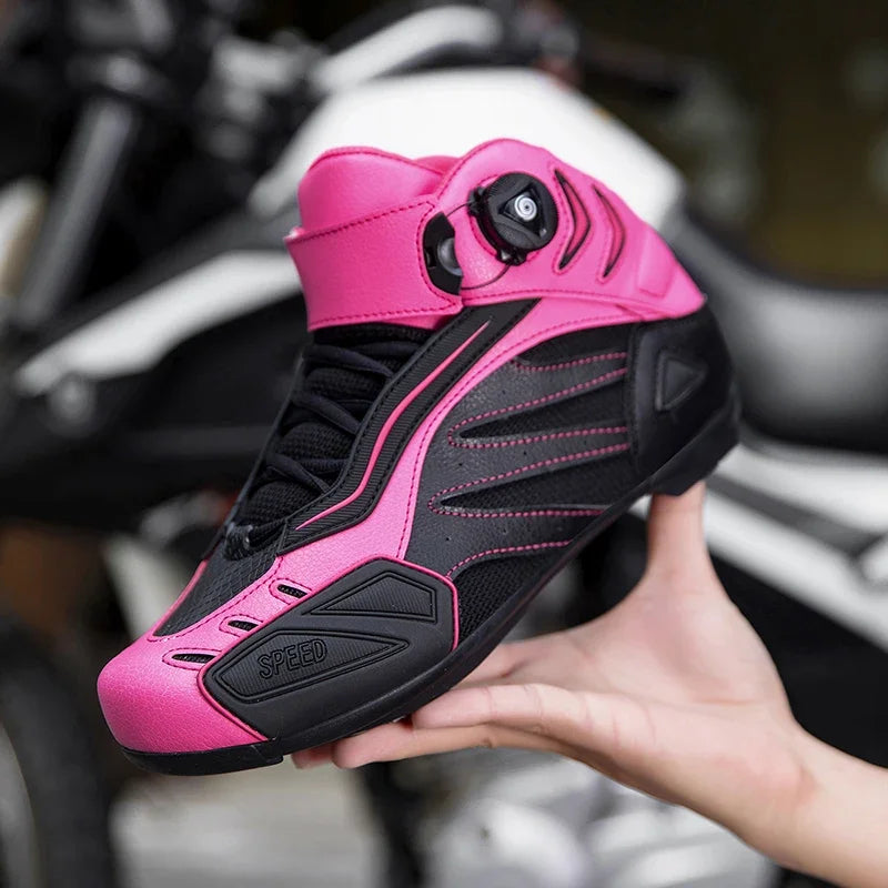 Moto Racing Boot Tênis Men Woman Motorcycle Boots Microfiber Leather Motorbike Riding Anticollision Ankle Protective Shoes